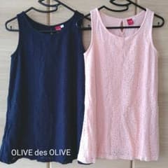 OLIVE des OLIVE マタニティ授乳服 花柄レースノースリーブ 紺のサムネイル
