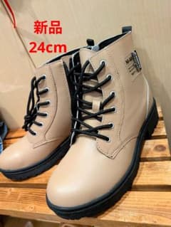 週末値下げ中新品24cm即買側面ファスナレインブーツショート丈ベージュ