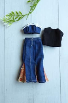 22センチドール用 デニムスカート トップス セットのサムネイル