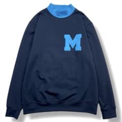 極美品 ムータマリン 長袖 モックネック バイカラー ロゴ ゴルフ M 