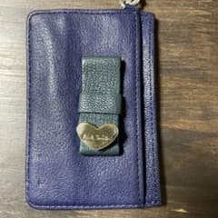 ネイビー レザー パスケース ハート型金具付きのサムネイル
