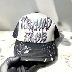 メッシュキャップ リメイク y2k メタリック加工 ダメージ加工