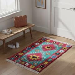 ペルシャ絨毯 玄関マット ホラサン産60/88cm 手織り草木染めトライバル