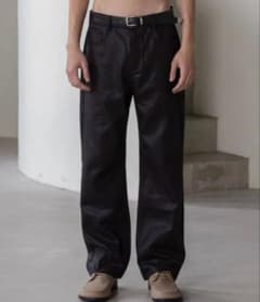 DECOROSO ワックス レギュラーストレートデニムパンツ