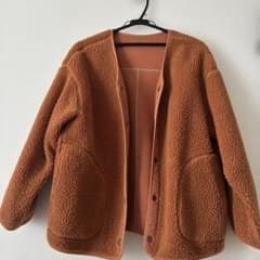 オレンジ フリース ジャケット ボタン付きのサムネイル