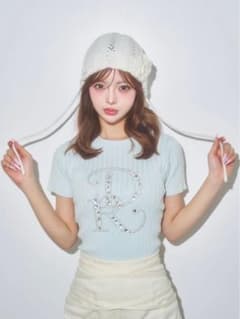 Darich ダーリッチ ビジューロゴ 半袖ニットのサムネイル