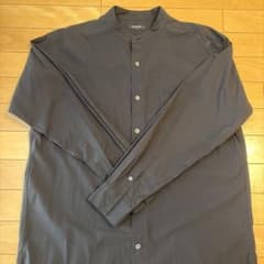 古着 PLST スタンドカラーシャツ 長袖 紺 メンズ Lのサムネイル