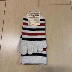 23～25sizeボーダー柄5本指靴下・新品・無印良品のサムネイル