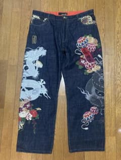 入手困難品❗️ 絡繰魂 粋×百花繚乱 デニム 40 和柄 刺繍 龍 昇龍 y2k 