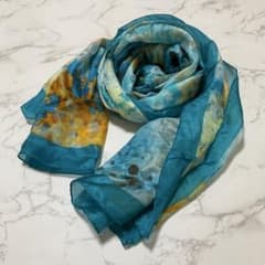 シ*〉様 新品 訳あり ブルー 水彩 花柄 薄手 春 ストール スカーフ