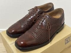 美品Santoni イタリア製 編込み バーガンディ 紳士高級革靴 7 - メルカリ