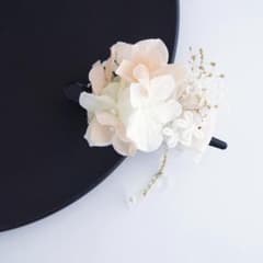 ヘアアクセサリー　髪飾り　浴衣　和装小物　花　リボン　かすみ草　ヘアクリップのサムネイル