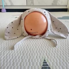 うさ耳 ボンネット ドット柄 ベージュ お月見のサムネイル