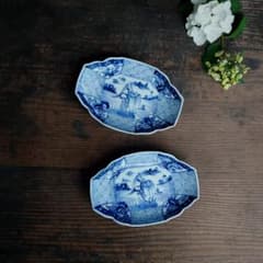 ♥骨董　鳴海製陶の販促用　灰皿　珍品　骨董　古玩 伊万里 染付 山水文 変形皿 2枚 骨董 アンティーク - メルカリ