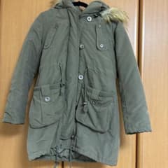 レディース モッズコート カーキ ファー付きのサムネイル