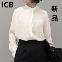 新品【iCB】バックサテン アムンゼン フリルラッフル ブラウス 長袖 
