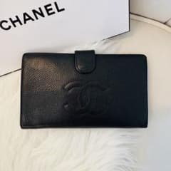 CHANEL シャネル キャビアスキン ココマーク 長財布 ブラック 正規品
