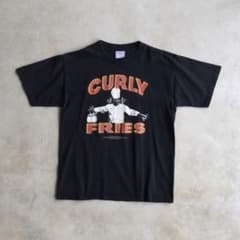 90s 三ばか大将カーリー プリントTシャツ コメディグループ 黒ブラック 
