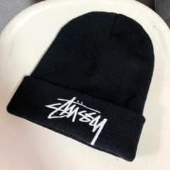 Stussy ニット帽 ビーニー ブラック ロゴ 刺繍 アクリル ストリート