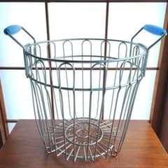 昭和レトロ ワイヤーバスケット 取っ手付き 洗濯カゴ 籠 ランドリー