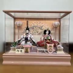 ひな人形　河寿作　親王ケース入　オルゴール付き N544【美品】ケース入り雛人形 親王飾り オルゴール・灯り付き 2024年