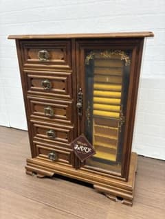 みやびMiyabiアンティーク調木製ジュエリーボックス昭和レトロ