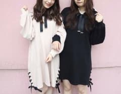 ROJITA ミニ裏起毛リボンワンピース　黒　長袖のサムネイル
