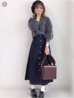 GU デニムフロントボタンマキシスカートのサムネイル