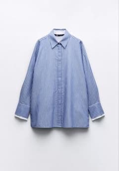ZARA／オーバーサイズストライプオックスフォードシャツのサムネイル