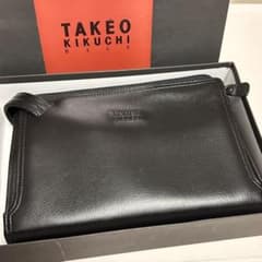 TAKEO KIKUCHI レザー クラッチバッグ ブラックのサムネイル