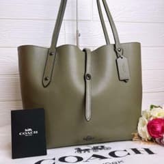 極美品☆COACHコーチ トートバッグ カーキ 本革レザー大容量 旅行用鞄 極美品☆COACHコーチ トートバッグ カーキ 本革レザー大容量 旅行用鞄