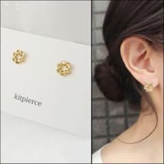 No.521 ミニミニ デザインリング チタンピアス イヤリング ゴールド