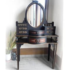 鏡台 ドレッサー 黒 家具 姫系 アンティーク アールヌーボー 魔女 コンソール 鏡台 ドレッサー 黒 家具 姫系 アンティーク アールヌーボー 魔女