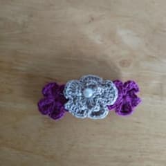 ハンドメイド ニットフラワー バレッタのサムネイル