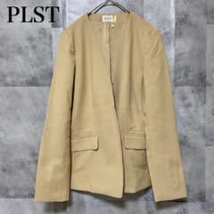 PLST】リネンブレンドストレッチカラーレスジャケット ベージュ