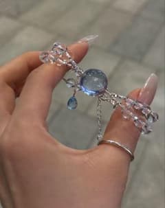 海の涙】天然石 ブレスレット 白水晶アクアマリン ブルートパーズ