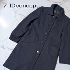 7-IDconcept. 新ウール100%❣️ ロングコート 40 L ネイビー - メルカリ