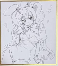 手描き アナログイラスト オリジナル バニーガール 色紙 - メルカリ