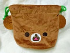 リラックマ ふわふわフェイス巾着2 チャイロイコグマのサムネイル