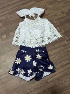 【未使用】UVカット　ベビー水着80サイズ　花柄　セパレート　アカチャンホンポのサムネイル