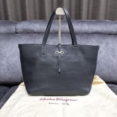 フェラガモ/トートバッグ/ダブルガンチーニ/シルバー金具/レザー 
