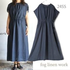 フォグリネンワーク／24SS ヒカリワンピース リトアニアリネン 半袖 ブルー フォグリネンワーク／24SS ヒカリワンピース リトアニアリネン 半袖