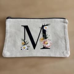 イニシャル M 花柄 キャンバス ポーチのサムネイル