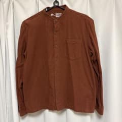 無印良品 スタンドカラーシャツ ブラウン Lのサムネイル