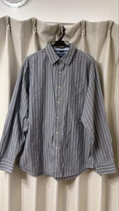Croft&Barrow ストライプ 長袖シャツ L グレー　古着のサムネイル