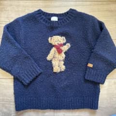 petit main ベアモチーフ ニット ネイビー Sのサムネイル