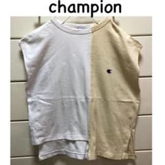 チャンピオン　バイカラー　配色　切り替え　ノースリーブ　Tシャツ　M 白　黄のサムネイル