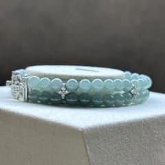 グアテマラ産天然本翡翠 A貨 氷種 藍水 二連 デザインブレスレット
