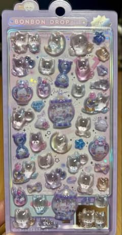 BONBON DROP 立体シール 猫 星 宝石のサムネイル