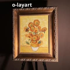☆秀作☆ 手書き油絵 ゴッホ ひまわり 額付 肉筆絵画 インテリア 油彩